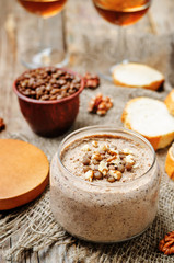 Mushrooms walnuts green lentil pate