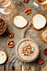 Mushrooms walnuts green lentil pate