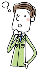 作業服の男性　疑問
