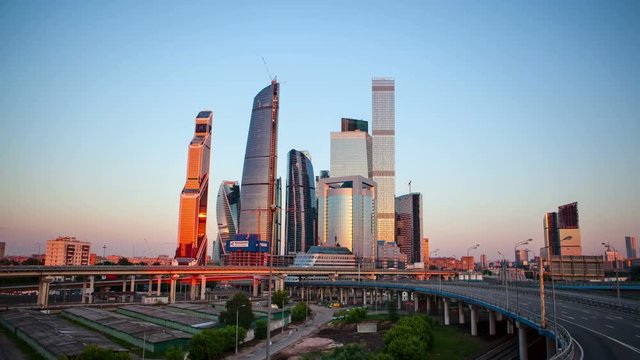Moscow International Business Center. Hyper Time Lapse UHD 4K 3840x2160. 30 fps 