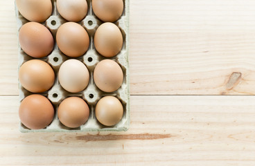 Chicken eggs in an egg cup