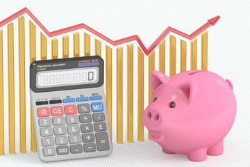 Calculating Savings concept, 3D rendering