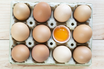 Chicken eggs in an egg cup