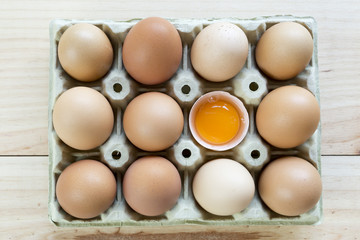 Chicken eggs in an egg cup