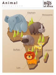 Wild African animal background Big five,vector, illustration