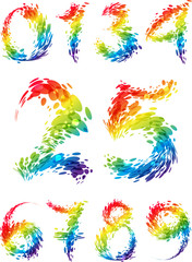 Numbers multicolored set splash