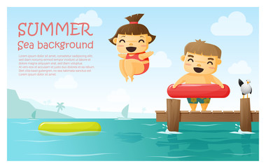 Obraz na płótnie Canvas Enjoy tropical summer holiday background , vector , illustration