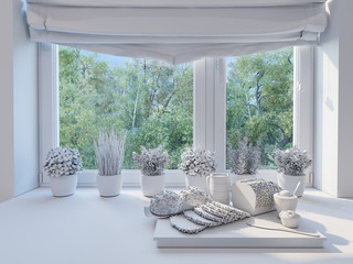Fototapeta premium 3d rendering kitchen decor. Interior design in a modern style