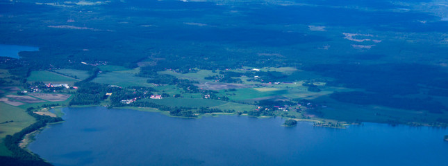 Fototapeta na wymiar Aerial view of scandinavian landscape