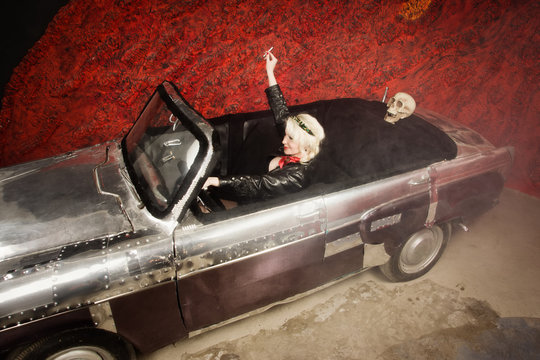 Pin Up Girl in a Classic Car
