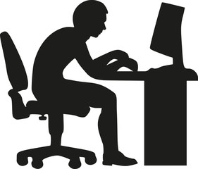 Desktop worker silhouette