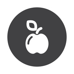 White Apple icon on black button isolated on white