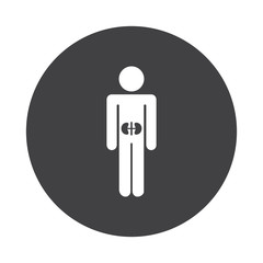 White Kidneys icon on black button isolated on white