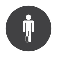 White Foot icon on black button isolated on white