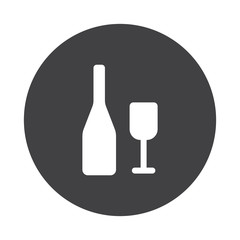 White Wine icon on black button isolated on white
