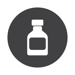 White Medicine Bottle icon on black button isolated on white