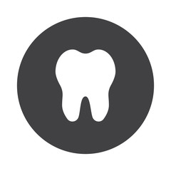 White Tooth icon on black button isolated on white