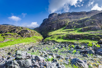Summit of Scottish Highlands on Clear Blue Sky