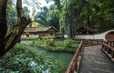 Fototapeta na wymiar Du Fu thatched Cottage park, Chengdu,China