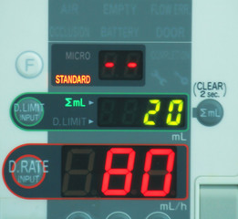 soft focus of saline infusion pump in hospital