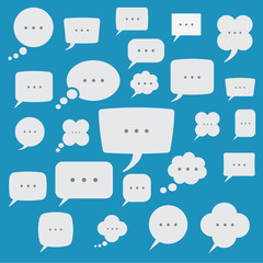 speech bubble dialog box icons set on color background