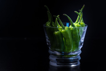 Green pepper, food, close-up, macro.