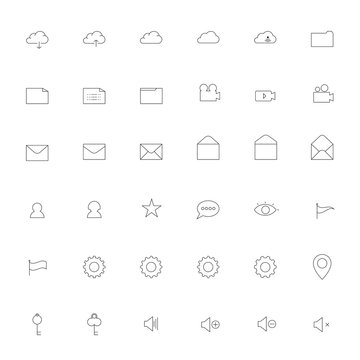 Simple thin outline Icon set .Trendy simple thin Icons