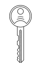 Door key isolated on white background.. Flat linear icon. Vector 