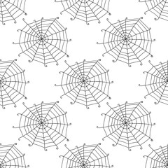 Seamless pattern with doodle spiderwebs. Vector