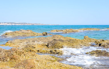 Rocks on the coast of Cretan Sea.