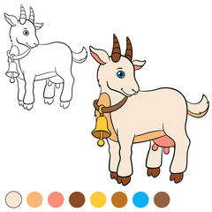 Coloring page. Color me: goat. Cute goat.