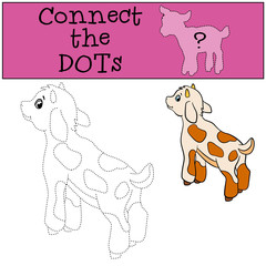 Educational games for kids: Connect the dots. Little cute baby goat