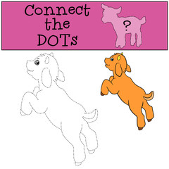 Educational games for kids: Connect the dots. Little cute baby goat
