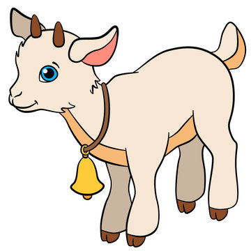 Cartoon farm animals for kids. Little cute baby goat.