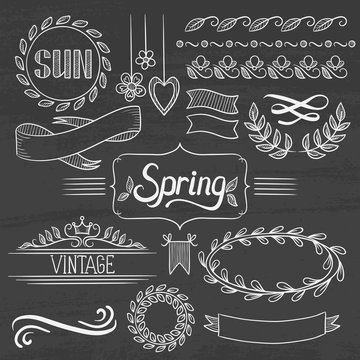 Set of spring ribbons and elements.