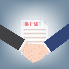 business handshake and contract background, contract agreement business concept, illustration vector in flat design