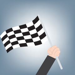 winner finish flag in business man hand, achievement success concept, illustration vector in flat design