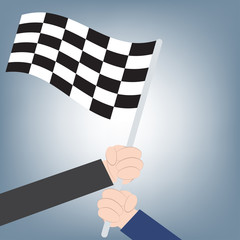 business hand winning together can use as business background, winning together teamwork concept concept, illustration vector in flat design