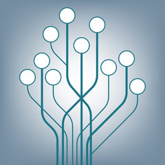 Circuit tree board digital in shape of the tree on background, illustration vector in flat design