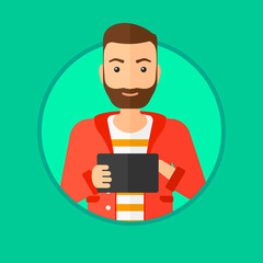 Man using tablet computer.