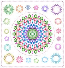 set of colorful mandala illustration in vector format for various use