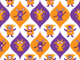 Cute Monster Halloween Seamless