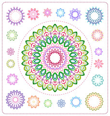 set of colorful mandala illustration in vector format for various use