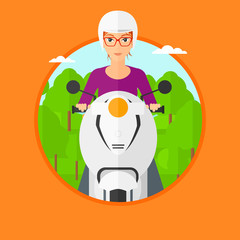 Woman riding scooter.