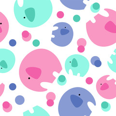 seamless vector background with childish colorful elephants