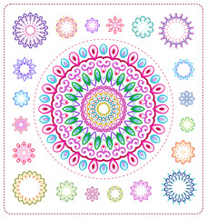 set of colorful mandala illustration in vector format for various use