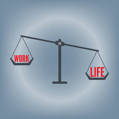 work life balance wording on weight scale concept, vector illustration in flat design background