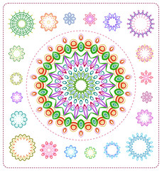 set of colorful mandala illustration in vector format for various use
