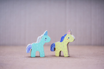 Wooden colorful unicorn horses