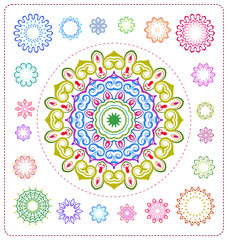 set of colorful mandala illustration in vector format for various use